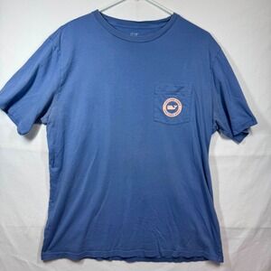 Vineyard Vines Pocket T-Shirt Whale Logo Pink Casual‎ Blue Tee Mens Size Medium